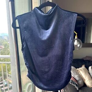 Navy Velvet Sleeveless Top